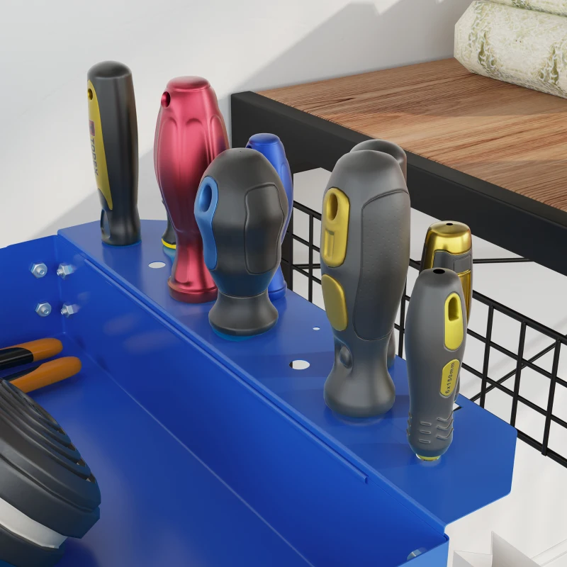 DURHAND 3 Tier Rolling Tool Cart with Wheels, 330 LBS Capacity Heavy Duty Utility Cart, Mobile Service Cart for Garage, Blue