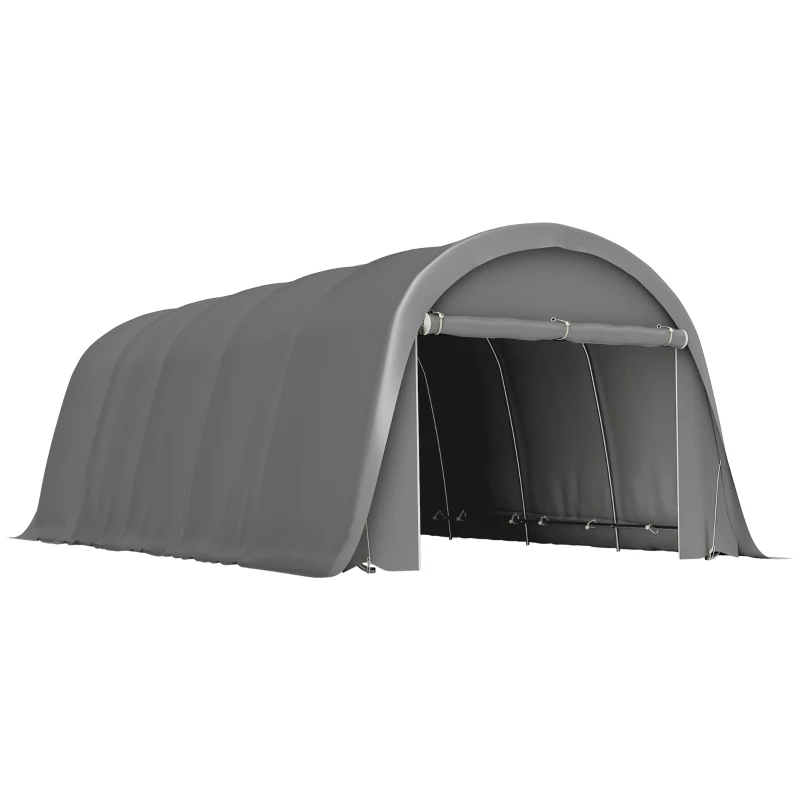 Outsunny 12' x 23.6' Heavy Duty Carport, UPF50+ Portable Garage Car Canopy Tent with Galvanized Frame, Large Door, Dark Gray