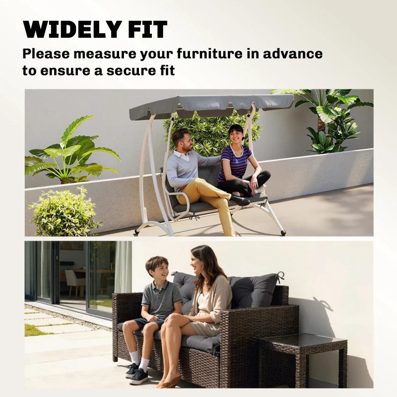 Outsunny Porch Swing Cushion Garden Bench Cushion with Backrest, Non-Slip 2-seater Soft Pad, Swing Chair Mat Replacement for Indoor and Outdoor, 39.4" x 38.6", Dark Grey