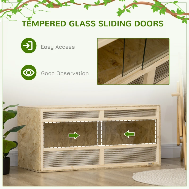 PawHut Reptile Terrarium, 58 Gallon Reptile Tank with Sliding Doors, Breathable Mesh for Bearded Dragon, Lizards, Snake