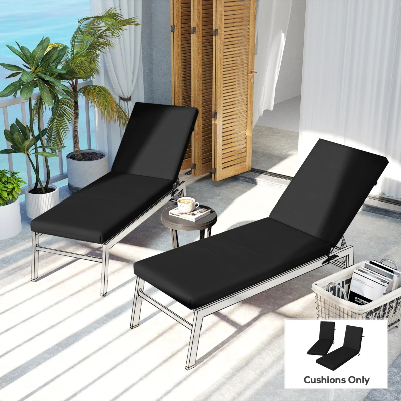 Outsunny 2-Piece Back and Seat Cushion Pillows Replacement, Patio Chair Cushions Set with Ties for Indoor Outdoor, Black