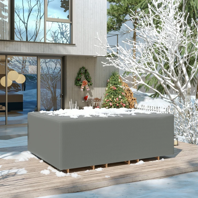 Outsunny Patio Furniture Covers, Waterproof, Windproof Anti-UV 600D Heavy Duty Oxford Fabric Outdoor Furniture Cover for Dining Table Chair Set, 108" x 80" x 35", Charcoal Grey