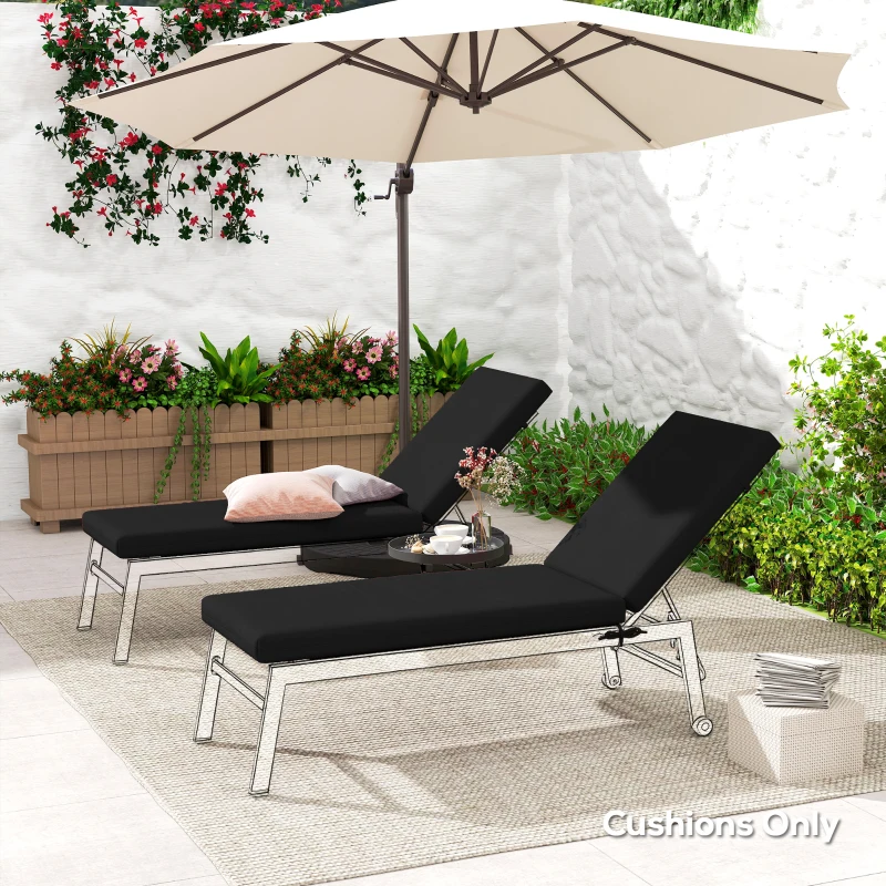 Outsunny 2-Piece Back and Seat Cushion Pillows Replacement, Patio Chair Cushions Set with Ties for Indoor Outdoor, Black