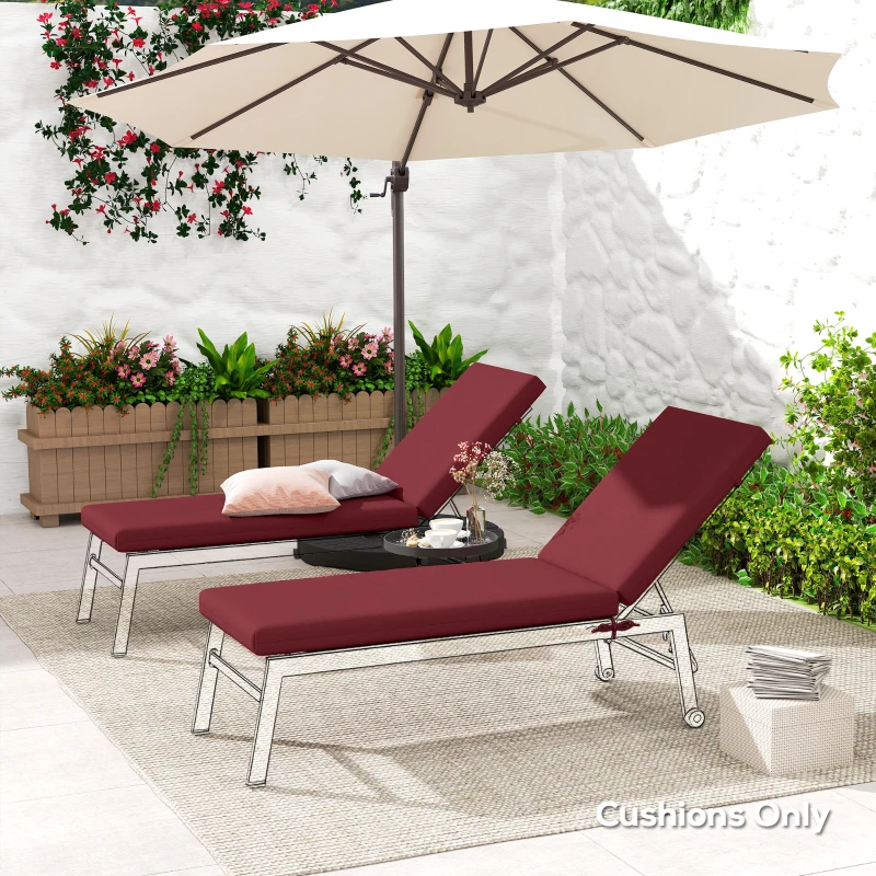 Outsunny 2-Piece Back and Seat Cushion Pillows Replacement, Patio Chair Cushions Set with Ties for Indoor Outdoor, Wine Red