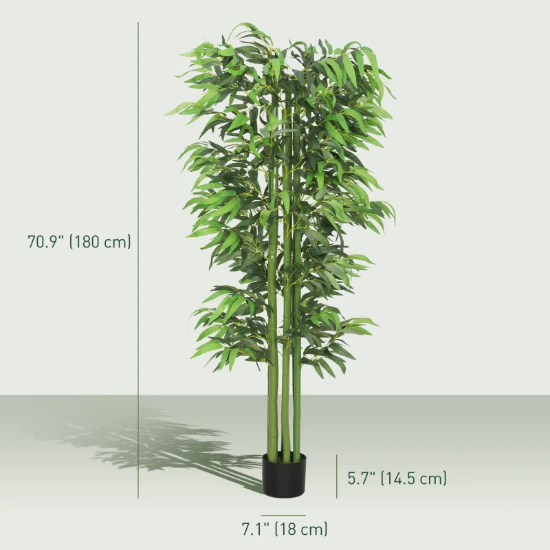 Outsunny 6FT Artificial Bamboo Trees Set of 2, Fake Plants with Nursery Pot for Indoor Decor