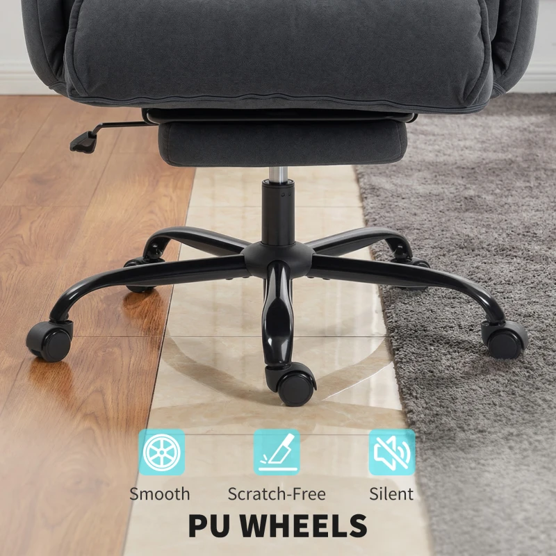 HOMCOM High Back Office Chair, Reclining Desk Chair with Footrest, High Resilience Foam, Rolling Wheels, Dark Gray