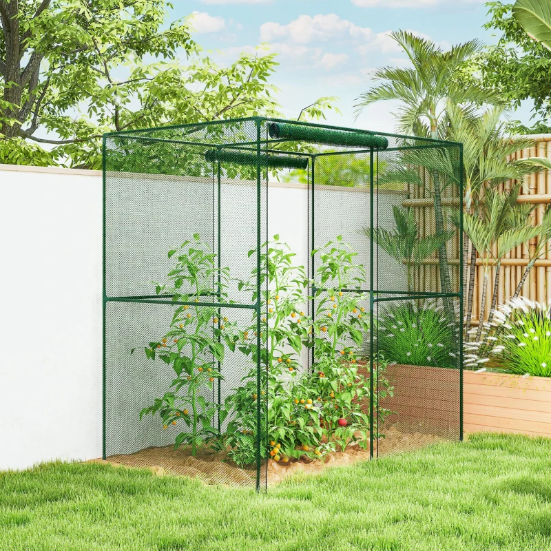 Outsunny 6' x 4' x 6' Crop Cage, Plant Protection Tent with Zippered Doors for Vegetable Garden, Backyard, Green