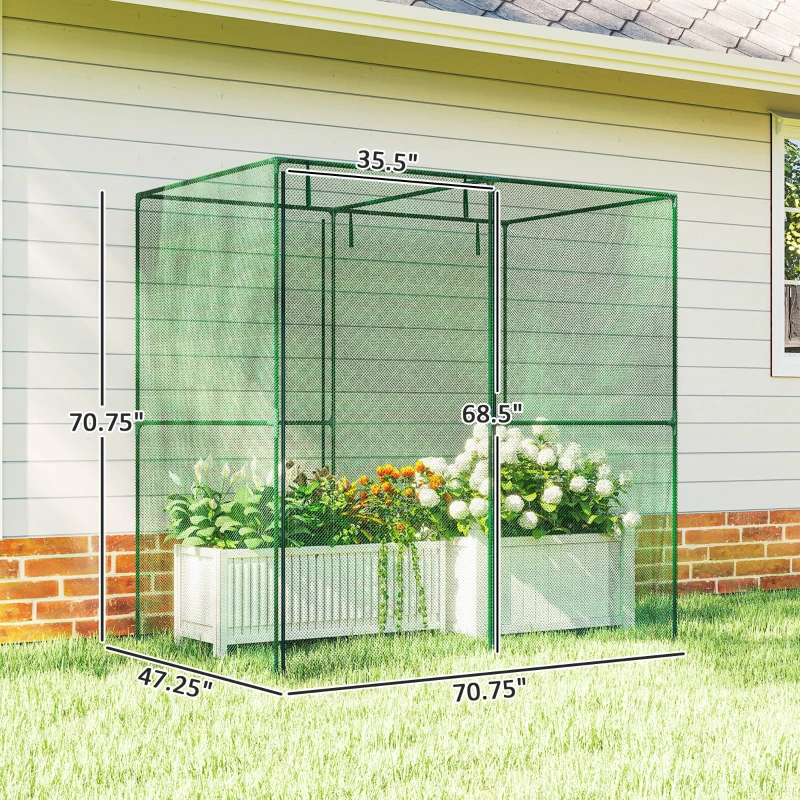 Outsunny 6' x 4' x 6' Crop Cage, Plant Protection Tent with Zippered Doors for Vegetable Garden, Backyard, Green