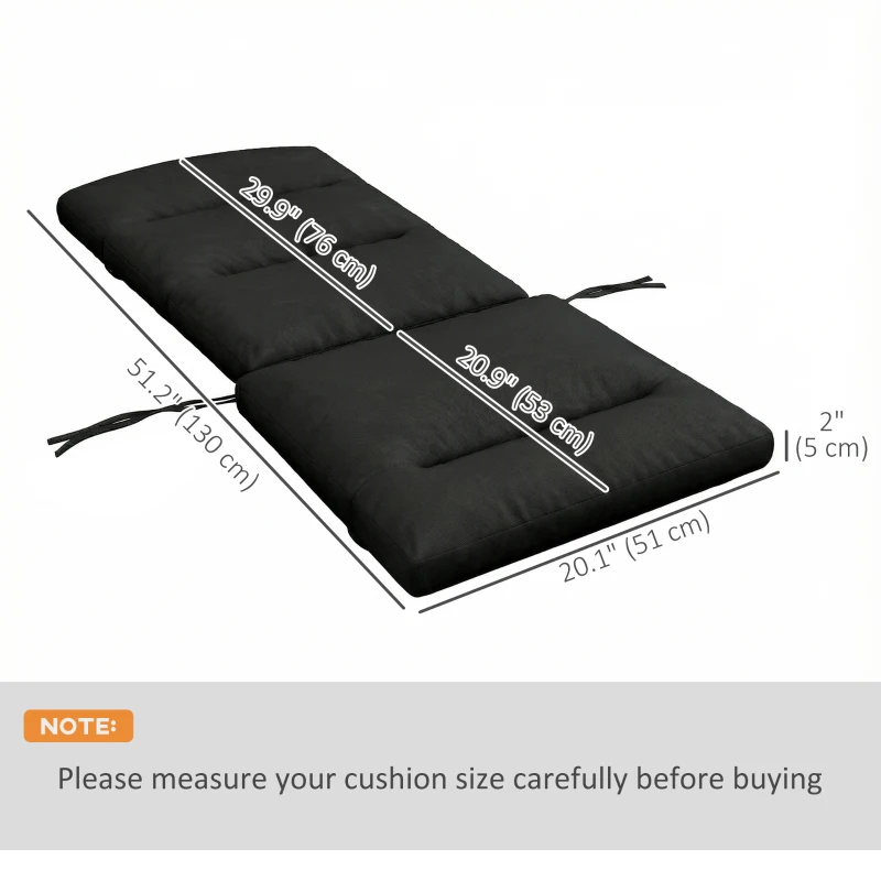 Outsunny Patio Chair Cushion for Adirondack Chairs Replacement Cushion with Back and Ties, Black