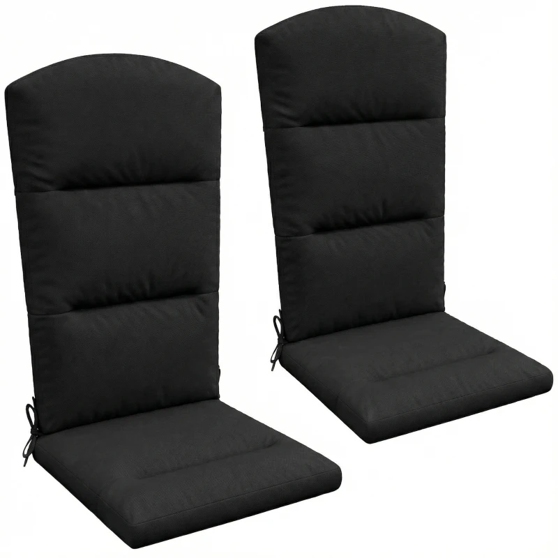 Outsunny Patio Chair Cushion for Adirondack Chairs Replacement Cushion with Back and Ties, Black