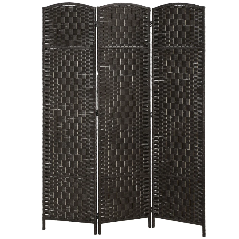 HOMCOM Room Divider, 3 Panel Folding Privacy Screen, 70.9" Tall Portable Weave Partition Wall Divider for Bedroom, Coffee