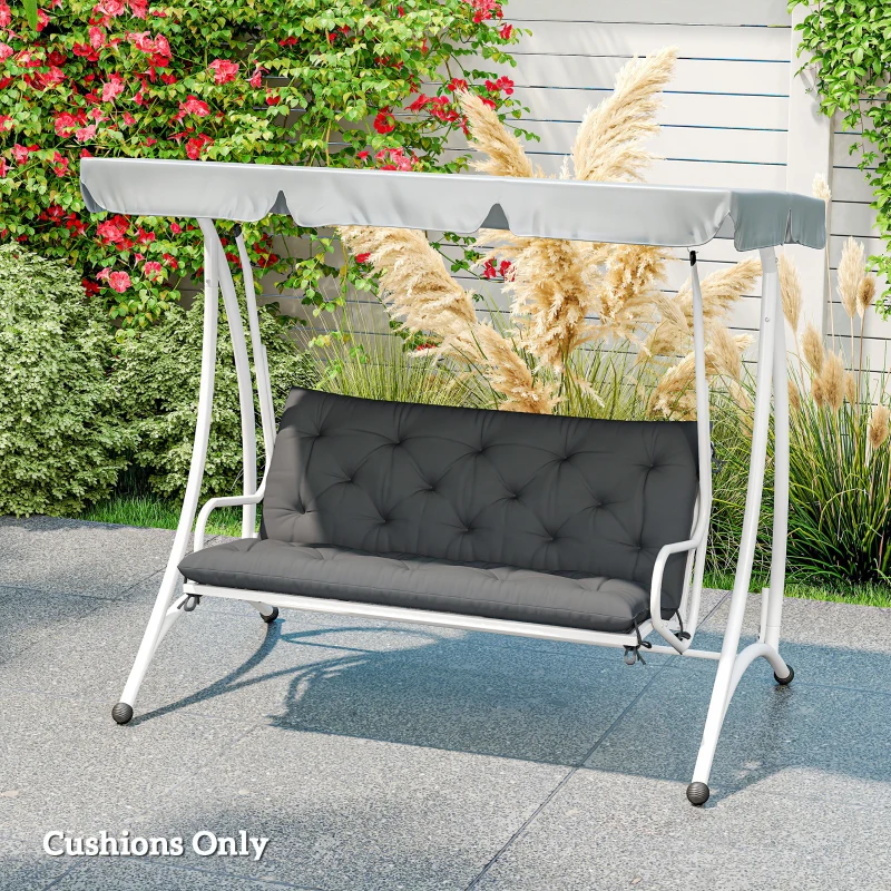 Outsunny 2 Seater Garden Bench Cushion, Soft Thick Outdoor Non-Slip 2 Seater Soft Pad With Backrest for Garden Patio, 47" x 43" x 5", Black