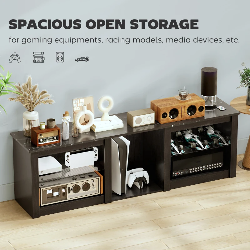 HOMCOM TV Stand with LED Lights, Modern Entertainment Center with Adjustable Glass Shelves, for TVs up to 65 Inch, Black