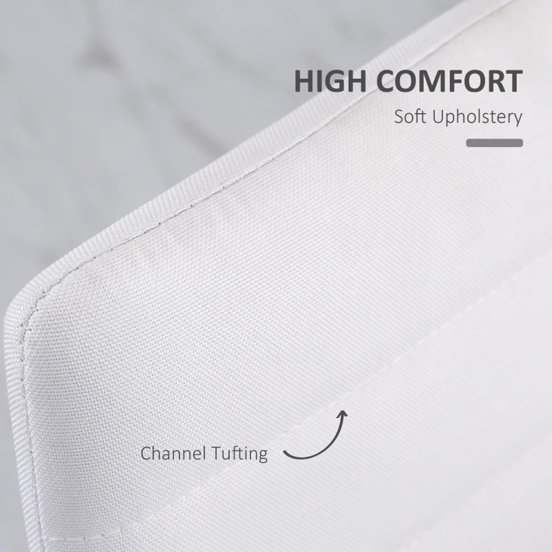 HOMCOM High Back Dining Chairs, Modern Upholstered Linen Fabric Accent Chairs with Metal Legs for Kitchen, Set of 4, White