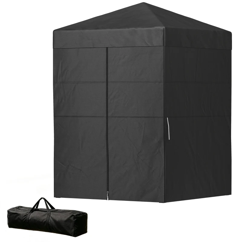 Outsunny 5 x 5 ft Compact Pop Up Canopy Tent, UPF 50+ Changing Room, Portable Instant Privacy Canopy with Mesh Window, Black