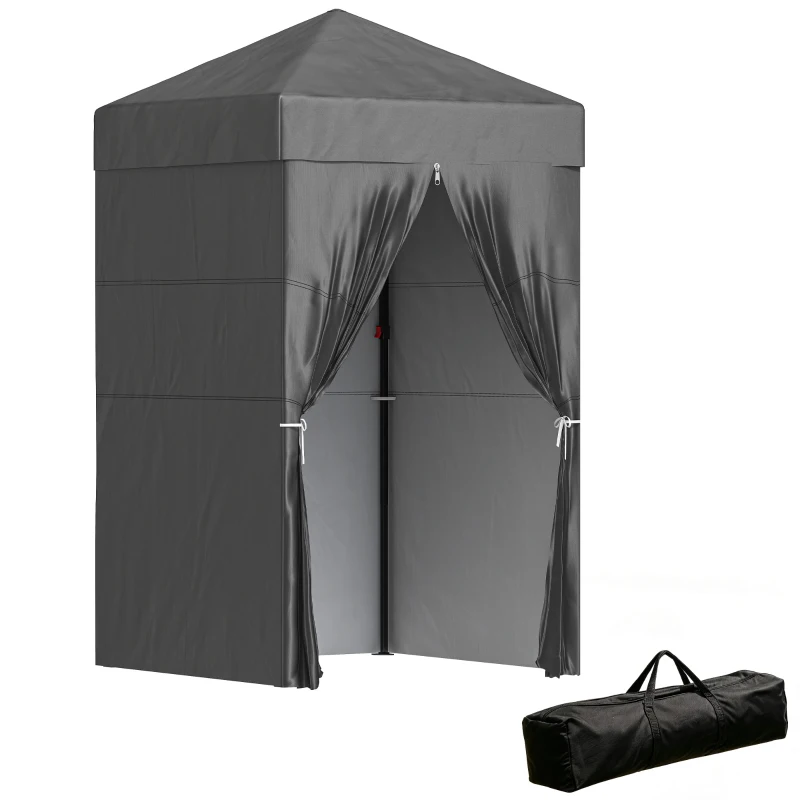 Outsunny 4 x 4 ft Compact Pop Up Canopy Tent, UPF 50+ Changing Room, Portable Instant Privacy Canopy with Mesh Window, Dark Grey