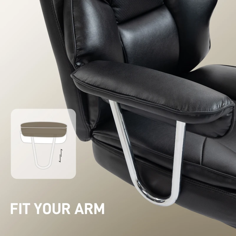 HOMCOM Big and Tall Office Chair, 400 lbs Overstuffed Desk Chair with Shaped Foam, Reclining Backrest, PU Leather