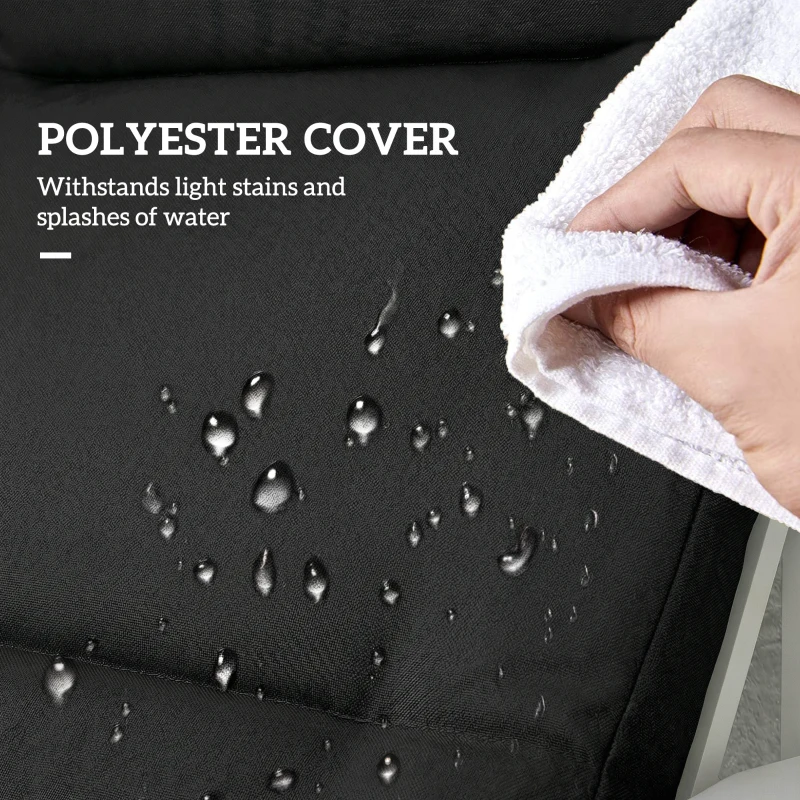 Outsunny Patio Chair Cushion for Adirondack Chairs Replacement Cushion with Back and Ties, Black