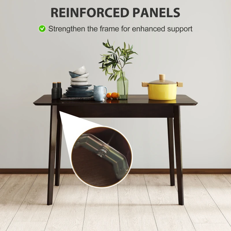 HOMCOM 47.2" Rectangle Dining Table for 4, Mid-Century Modern Kitchen Table with Rubber Wood Frame for Dining Room, Mahogany