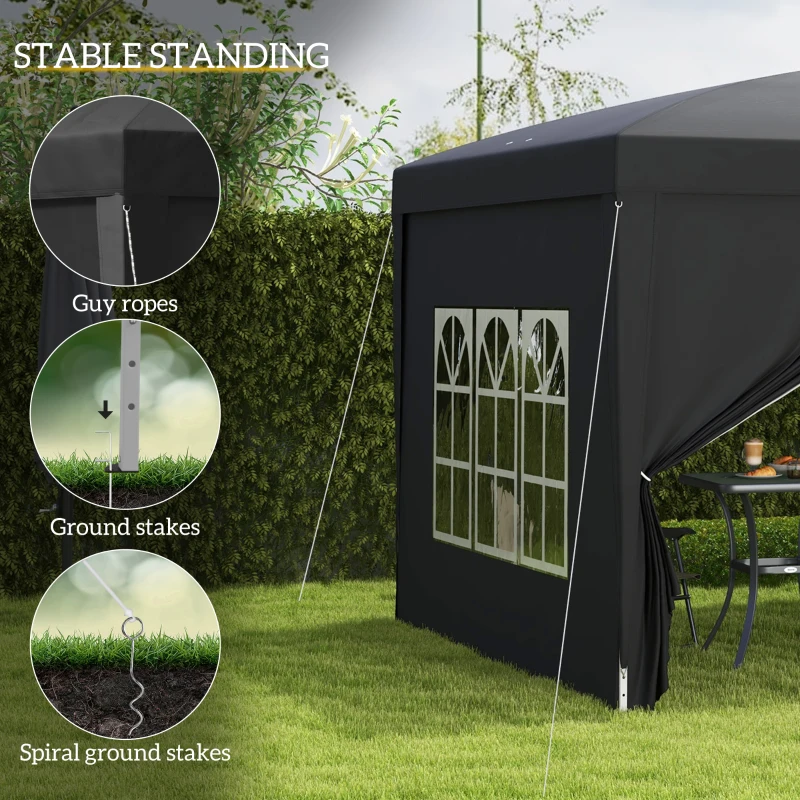 Outsunny 10'x10' Outdoor Pop Up Party Tent Wedding Gazebo Canopy with Carrying Bag (Black)