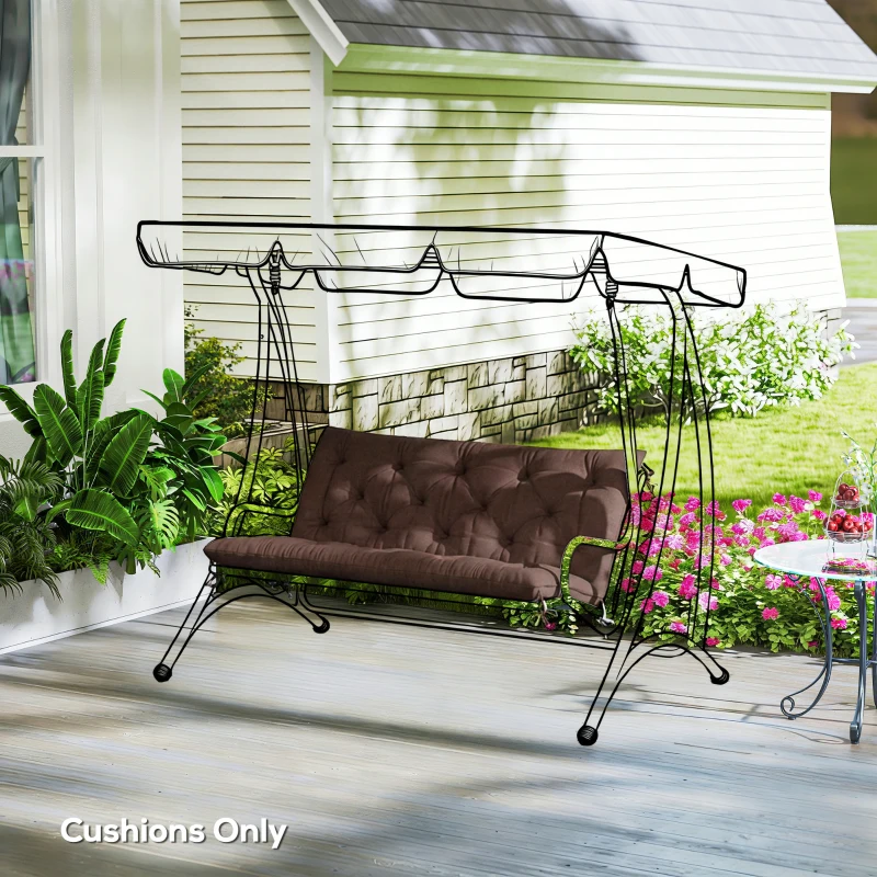 Outsunny 2 Seater Garden Bench Cushion, Soft Thick Outdoor Non-Slip 2 Seater Soft Pad With Backrest, 47" x 43" x 4", Coffee