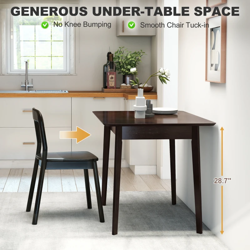 HOMCOM 47.2" Rectangle Dining Table for 4, Mid-Century Modern Kitchen Table with Rubber Wood Frame for Dining Room, Mahogany