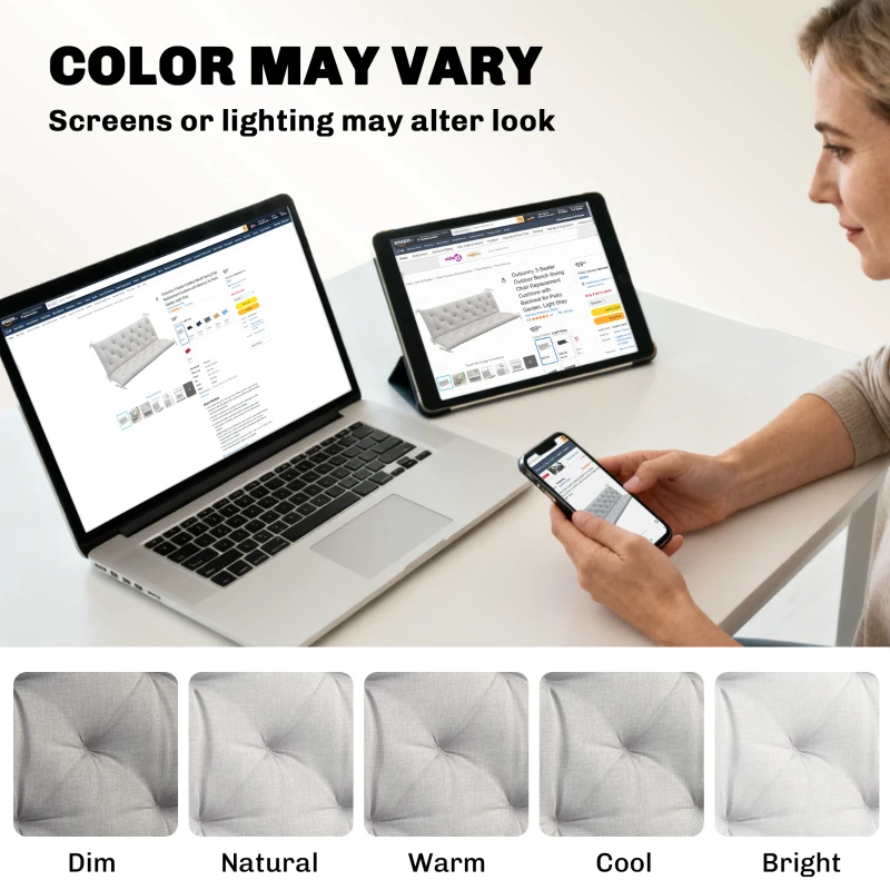 Outsunny 3-Seater Outdoor Bench Swing Chair Replacement Cushions for Patio Garden, Light Grey