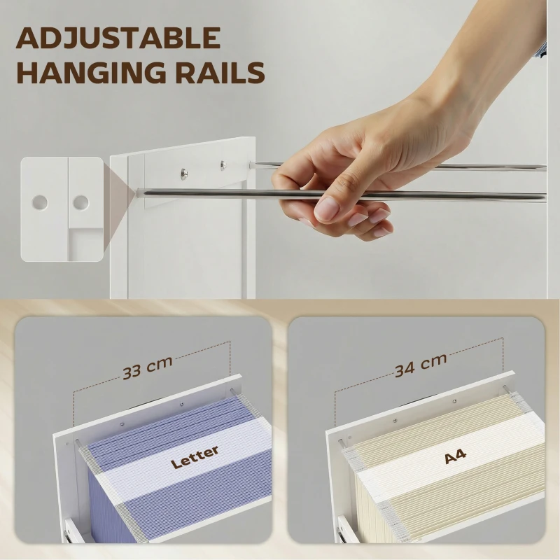 HOMCOM Lateral Filing Cabinet for Letter/A4 Hanging Files, File Cabinet with Open Compartments for Home Office, White