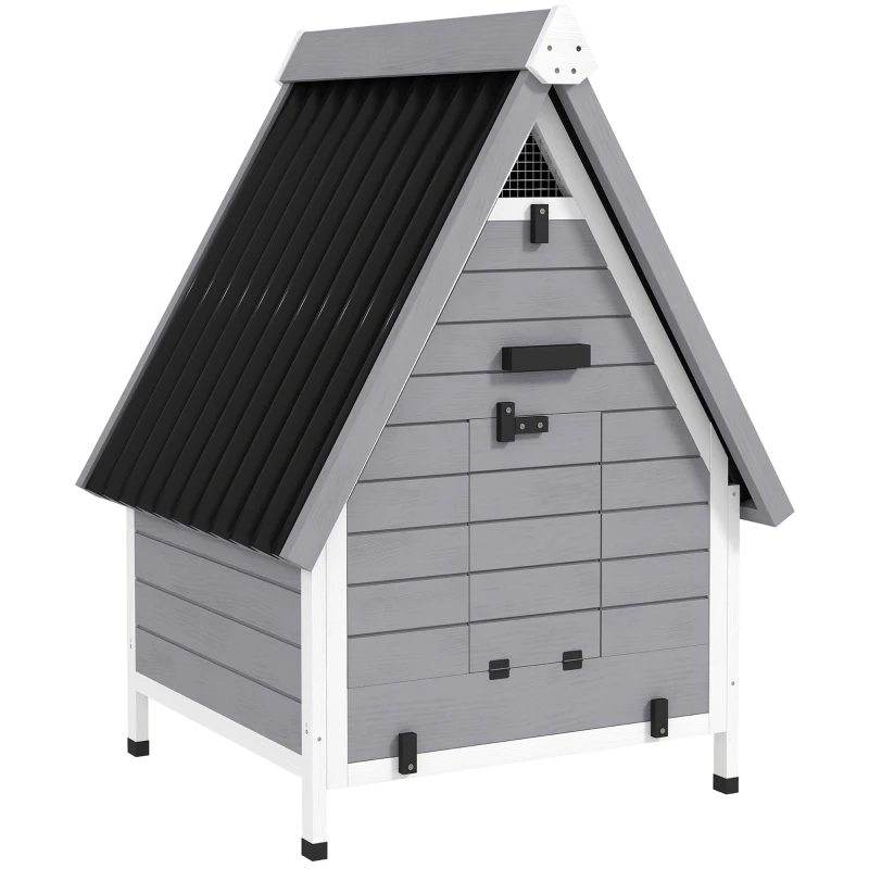 PawHut Chicken Coop for 2 Chickens, Outdoor Wooden Chicken House with Removable Nesting Box & Roosting Bar, Tray, Ramp