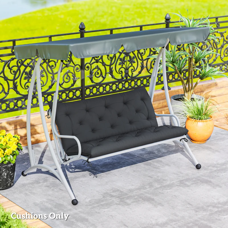 Outsunny 2 Seater Garden Bench Cushion, Soft Thick Outdoor Non-Slip 2 Seater Soft Pad With Backrest for Garden Patio, 47" x 43" x 5", Black