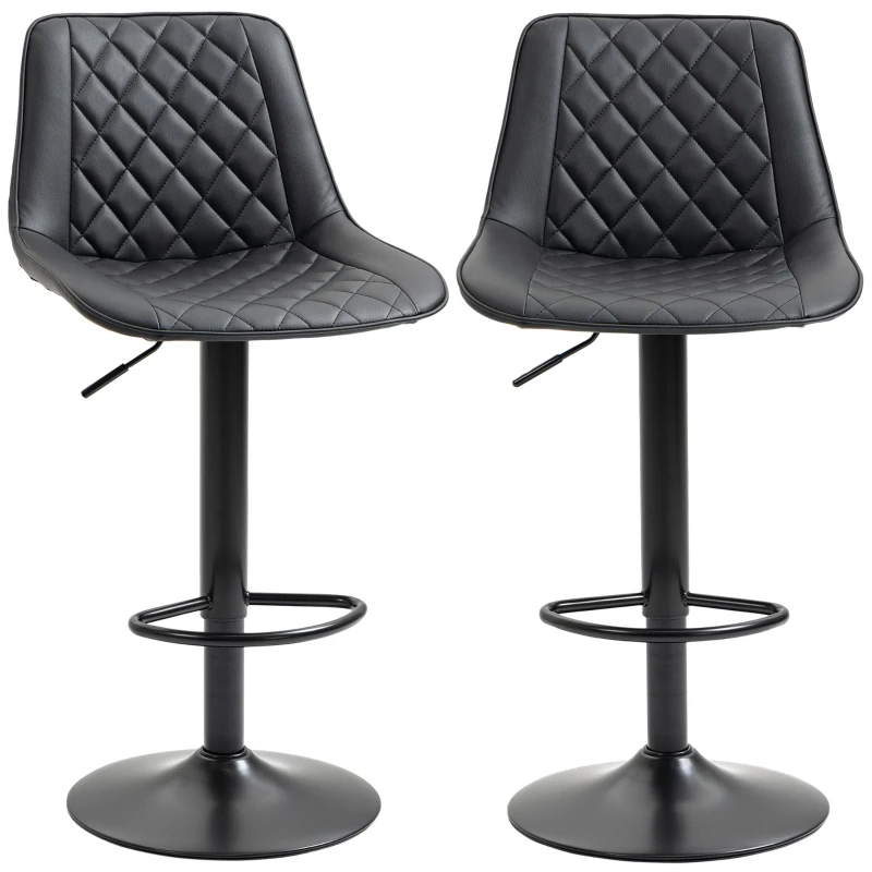 HOMCOM Swivel Bar Stools Set of 2 with Adjustable Height, Black