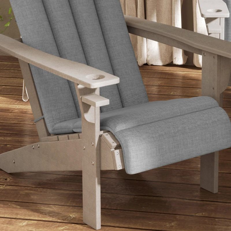 Outsunny Set of 4 Patio Chair Cushions, High Back Adirondack Chair Cushion with Ties, High-Density Foam, Grey