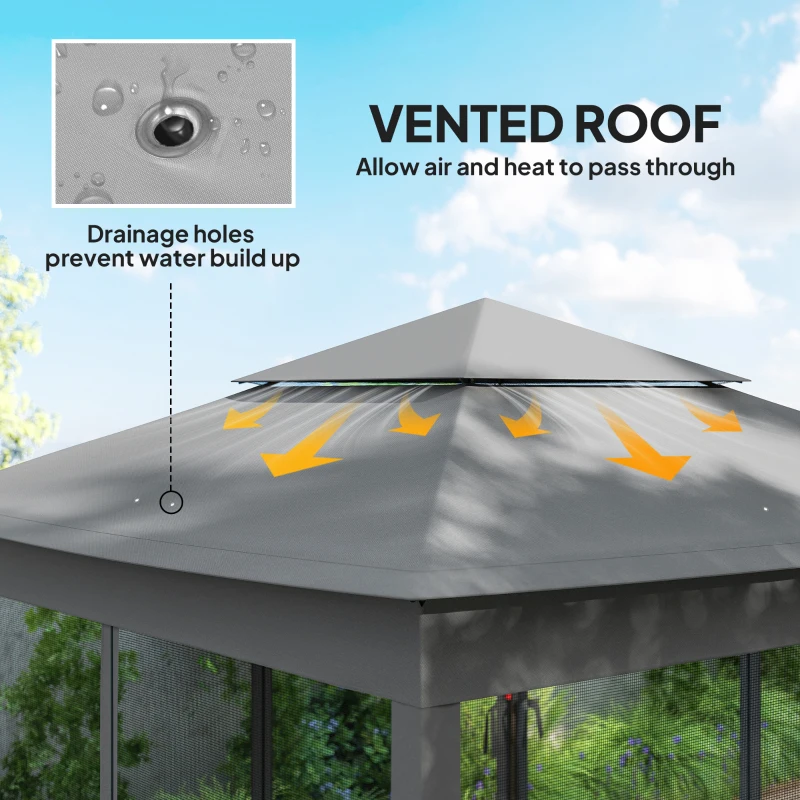 Outsunny 11' x 11' Pop Up Canopy 2-Tier Soft Top Shelter Event Tent w/ Netting Carry Bag for Patio Backyard Garden, Dark Grey