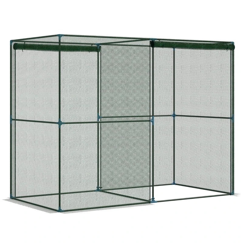Outsunny Walk-in Crop Cage, Plant Protectors from Animals with Roll Up Zippered Door, 7.9' x 3.9' x 6.1', Green