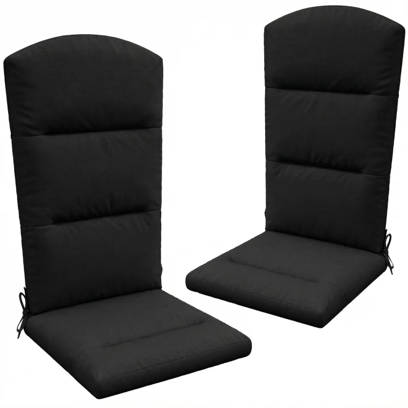 Outsunny Patio Chair Cushion for Adirondack Chairs Replacement Cushion with Back and Ties, Black