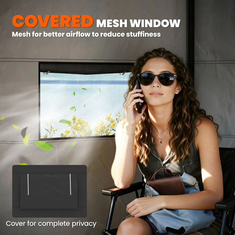 Outsunny 4 x 4 ft Compact Pop Up Canopy Tent, UPF 50+ Changing Room, Portable Instant Privacy Canopy with Mesh Window, Black