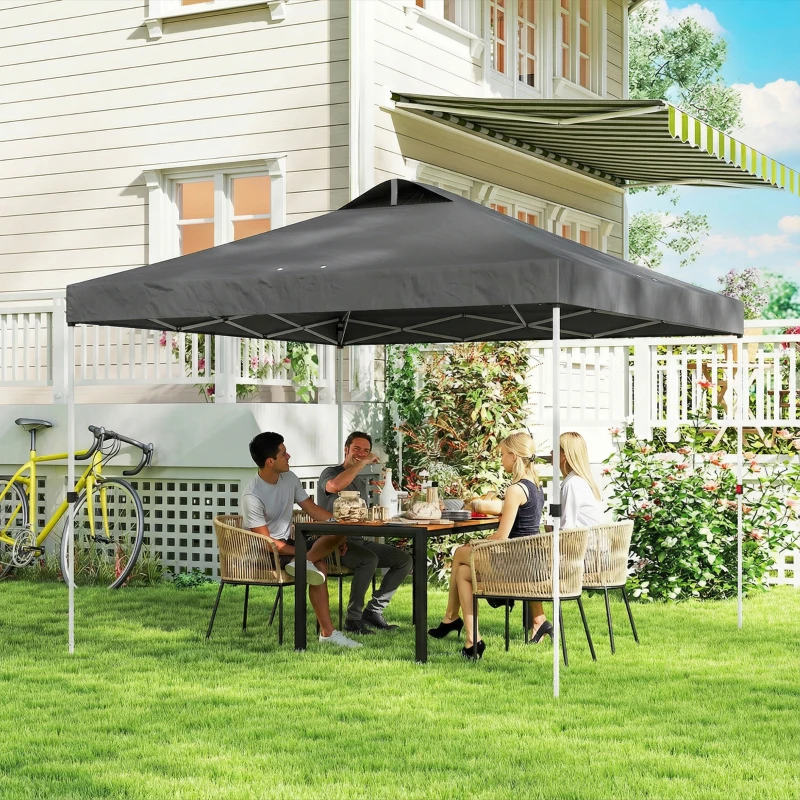 Outsunny Pop Up Canopy Waterproof Canopy Tent with Carrying Bag for Parties Garden BBQs 9.8' x 9.8', Dark Grey