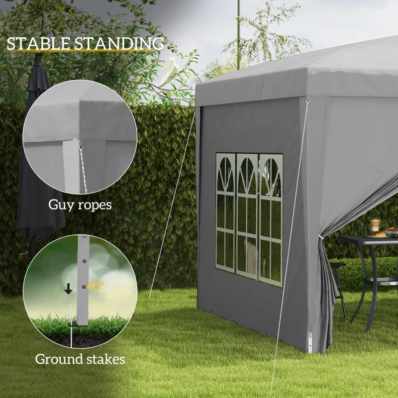Outsunny 10'x10' Outdoor Pop Up Party Tent Wedding Gazebo Canopy with Carrying Bag (Light Grey)