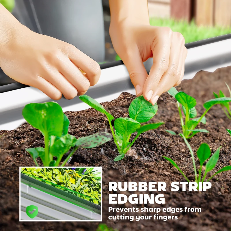 Outsunny 2Pcs Galvanized Raised Garden Bed, 6 x 2 x 1 ft Modular Metal Garden Beds with Rubber Strip Edging, Silver