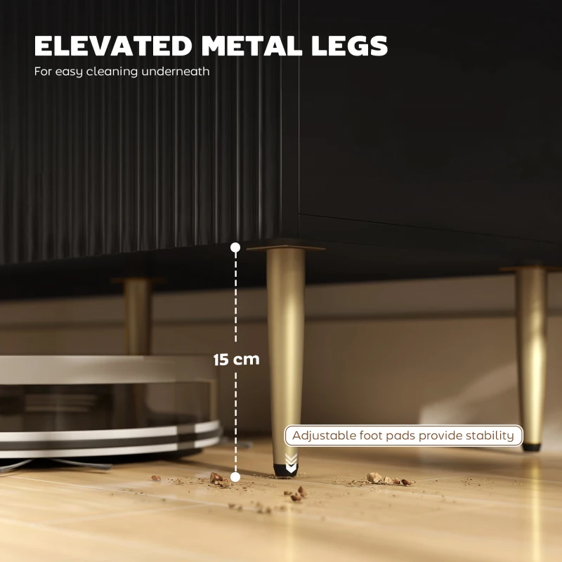 HOMCOM Modern Kitchen Storage Cabinet, Sideboard Buffet Cabinet w/ 3 Drawers and Adjustable Shelves for Kitchen Hallway, Black