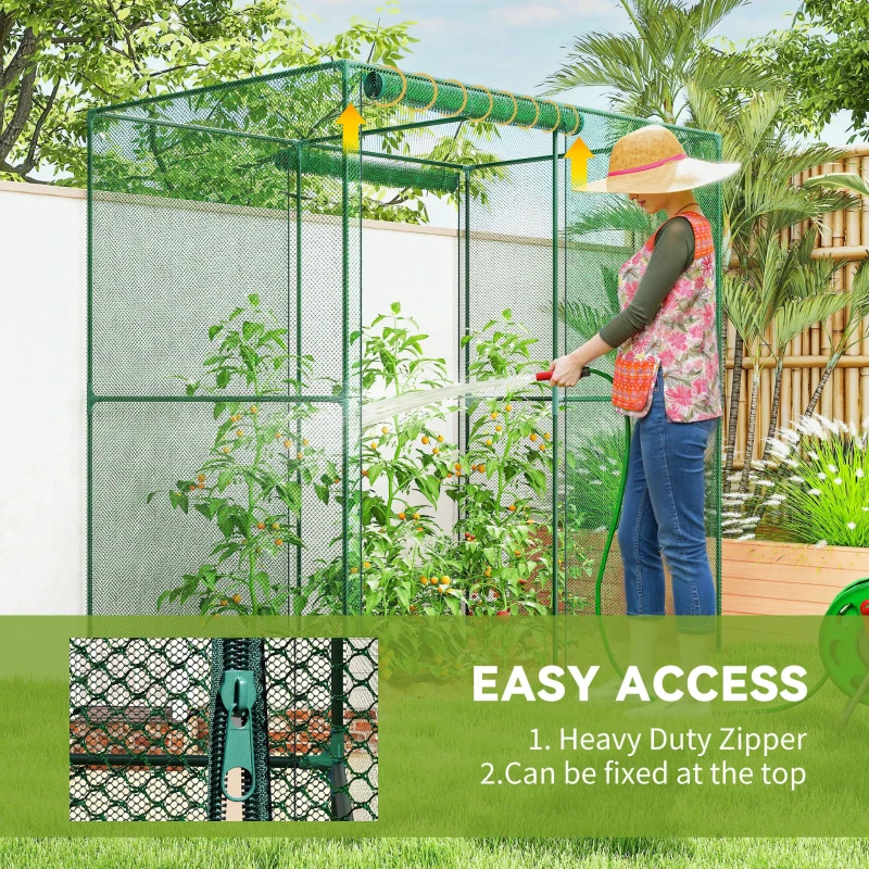Outsunny 6' x 4' x 6' Crop Cage, Plant Protection Tent with Zippered Doors for Vegetable Garden, Backyard, Green