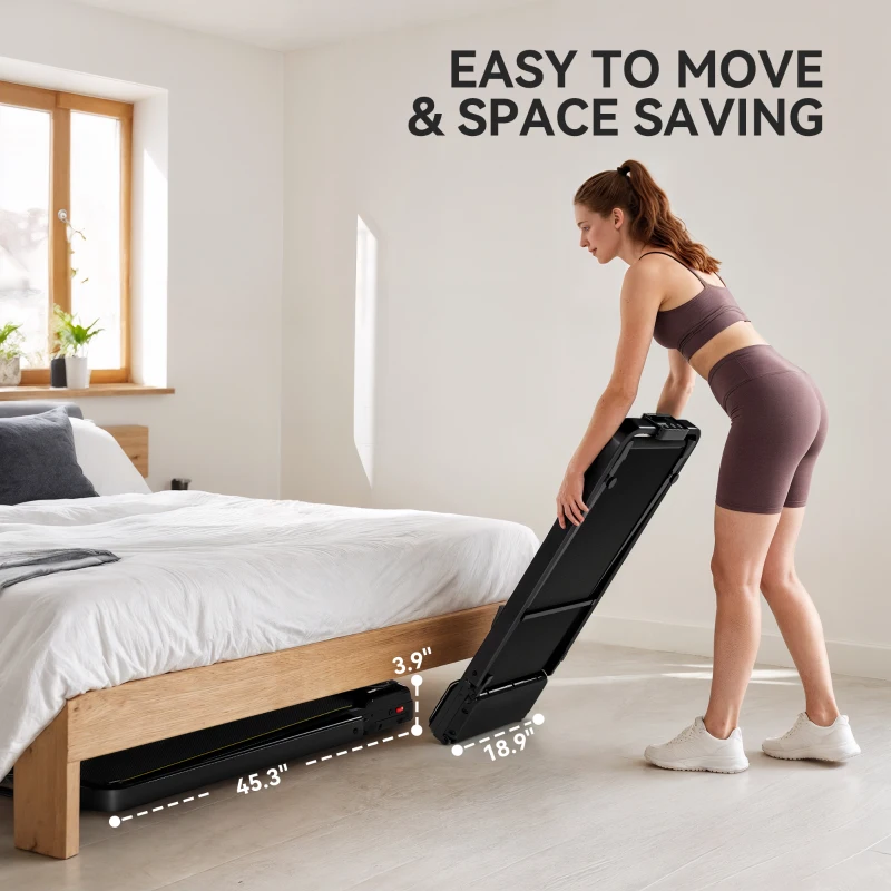 Soozier Walking Pad Treadmill, 0.6–6.2mph Foldable Under Desk Treadmill with Incline, Wheels, LED Display and Remote Control