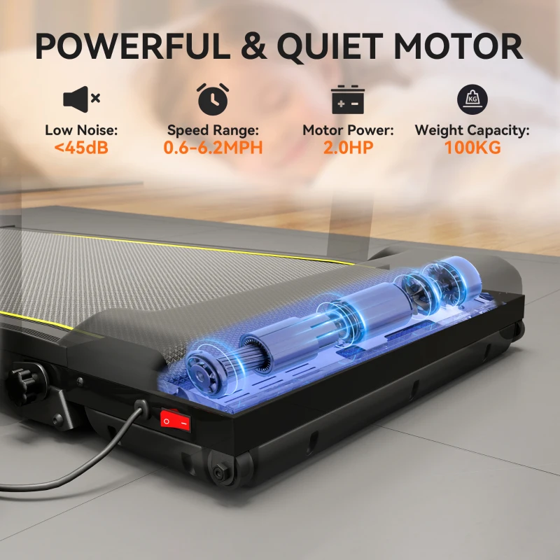 Soozier Walking Pad Treadmill, 0.6–6.2mph Foldable Under Desk Treadmill with Incline, Wheels, LED Display and Remote Control