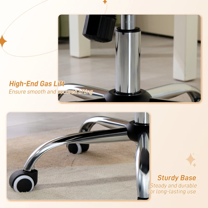 Vinsetto Vanity Office Chair, Velvet Computer Desk Chair with Swivel Wheels, Adjustable Height, Tilt Function, Beige