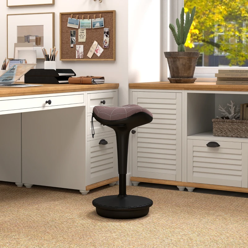 Vinsetto Backless Wobble Stool Chair, Standing Desk Chair, Adjustable Learning Stool for Office Desks, with Rocking Motion, Brown