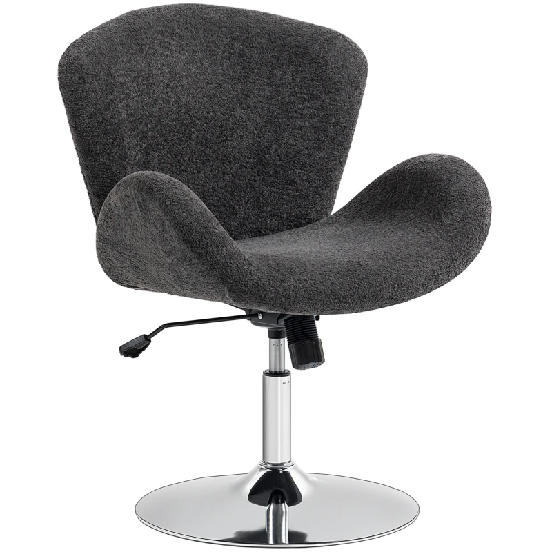 HOMCOM Swivel Office Chair, Velvet Desk Chair with Wide Bucket Seat, Butterfly Back, Tilt Function and Round Base, Dark Grey
