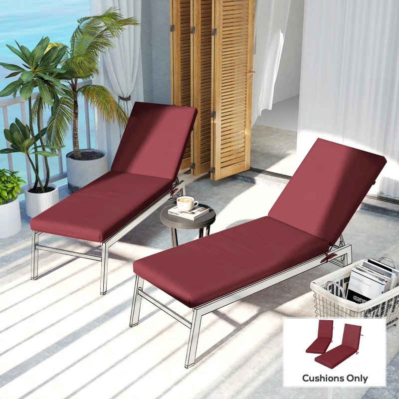Outsunny 2-Piece Back and Seat Cushion Pillows Replacement, Patio Chair Cushions Set with Ties for Indoor Outdoor, Wine Red