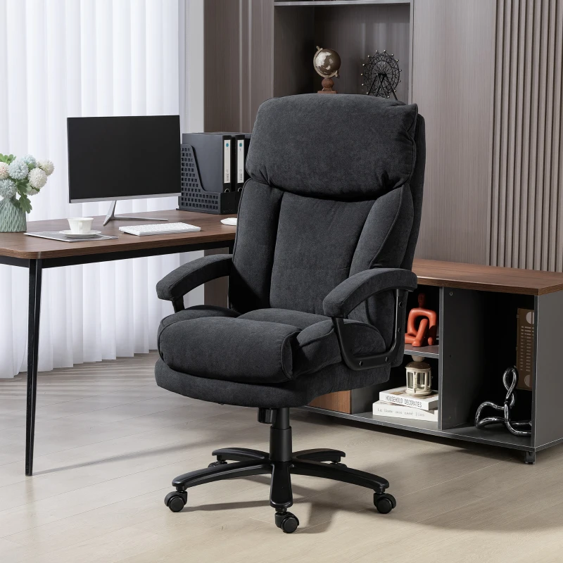 HOMCOM Big and Tall Executive Office Chair, Up to 450 lbs. Heavy Duty Desk Chair, Computer Chair for Heavy People, Black