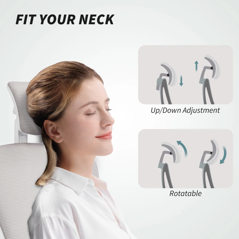 HOMCOM Ergonomic Office Chair, Mesh Desk Chair with Adjustable Headrest, Lumbar Support and Height, Flip-Up Armrests, Grey