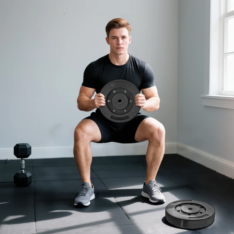 Soozier Weight Plates Set of 2, 1-Inch Barbell Weight Set for Home Gym Strength Training and Weightlifting, 2 x 22 lbs